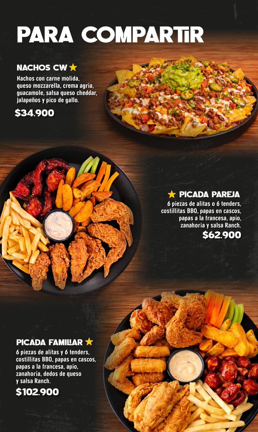 Menú Capitán Wings 7